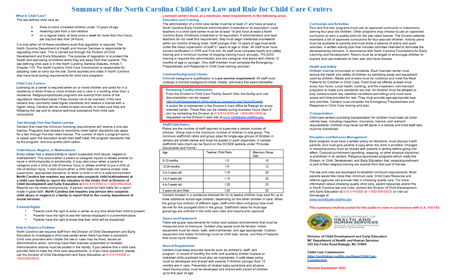NC Child Care Law and Rules